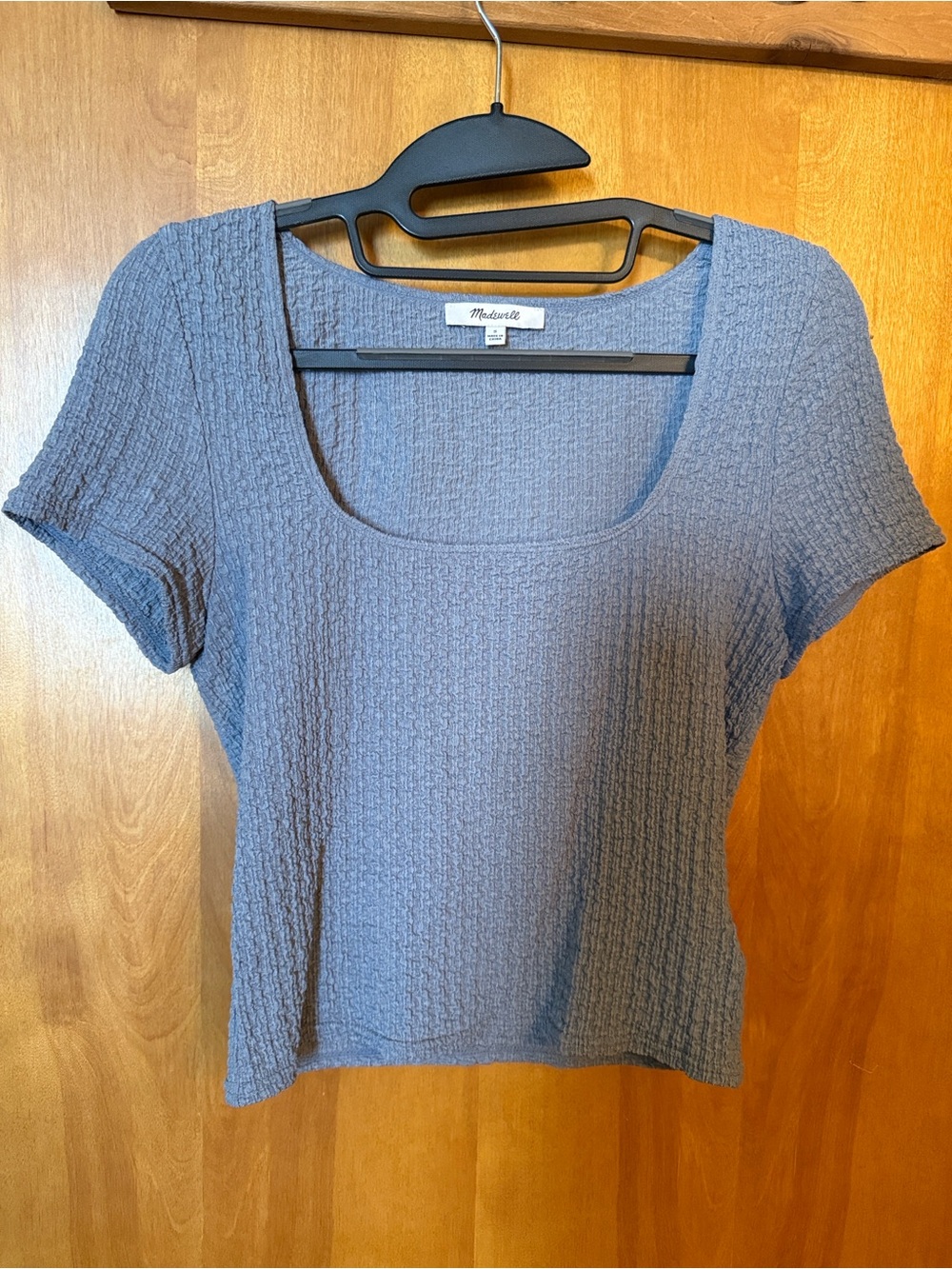 Madewell Dusty Blue Textured Scoop Crop Top